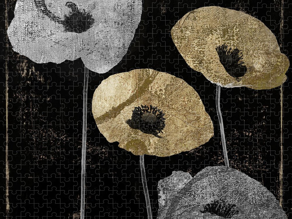 Gold Poppy Jigsaw Puzzle featuring the painting Poppyville by Mindy Sommers