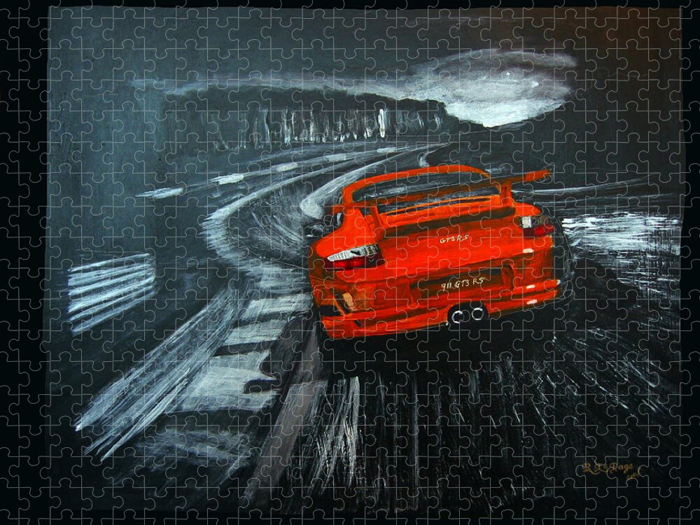 Porsche Jigsaw Puzzle featuring the painting Porsche GT3 Le Mans by Richard Le Page