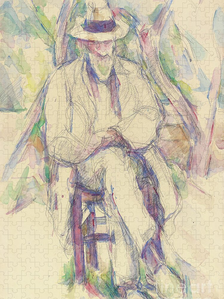 Portrait De Vallier Jigsaw Puzzle featuring the painting Portrait de Vallier by Paul Cezanne