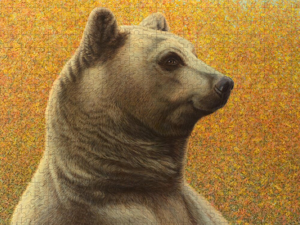 Bear Jigsaw Puzzle featuring the painting Portrait of a Bear by James W Johnson