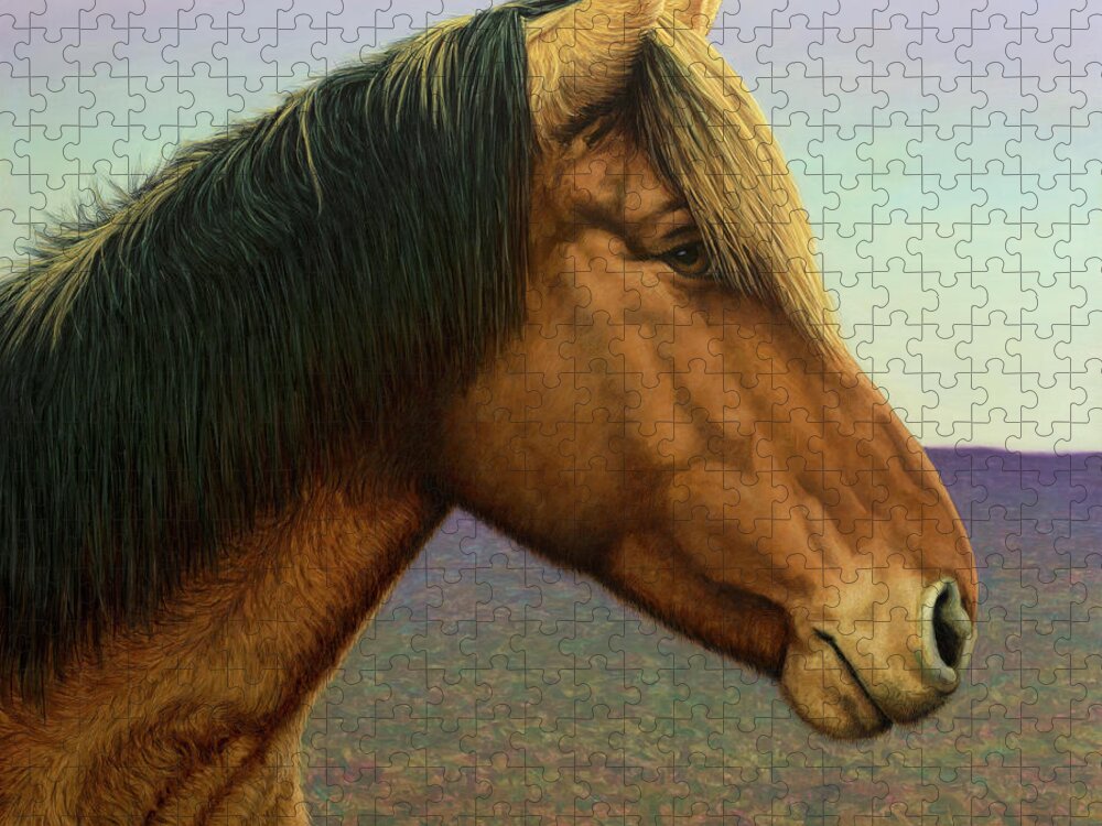 Horse Jigsaw Puzzle featuring the painting Portrait of a Horse by James W Johnson