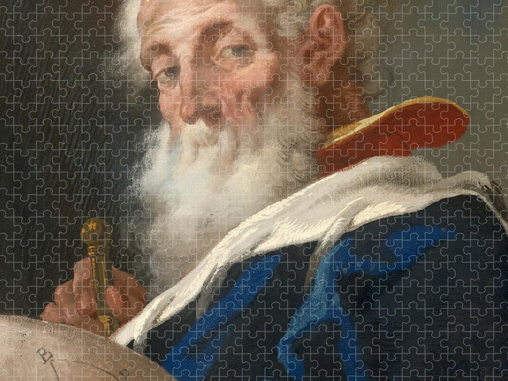 Mattia Bortoloni Jigsaw Puzzle featuring the painting Portrait of an Astronomer Half-Length by Mattia Bortoloni