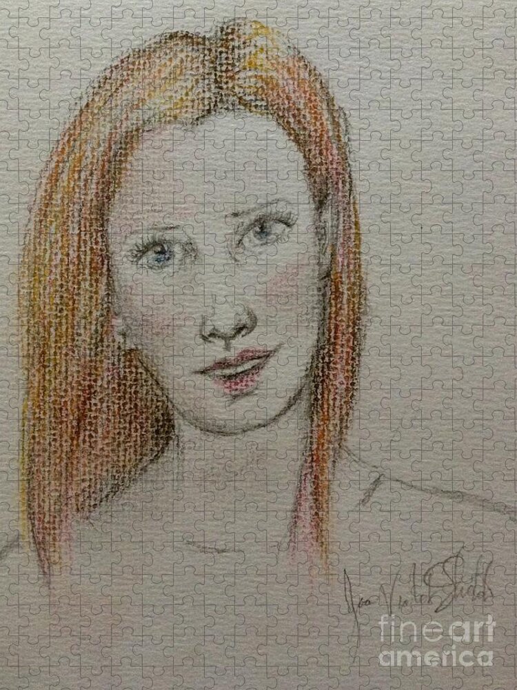Portrait Jigsaw Puzzle featuring the pastel Portrait of Jillian in Pastel by Joan-Violet Stretch