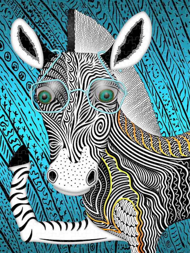 Self Portraits Jigsaw Puzzle featuring the digital art Portrait Of The Artist As A Young Zebra by Becky Titus