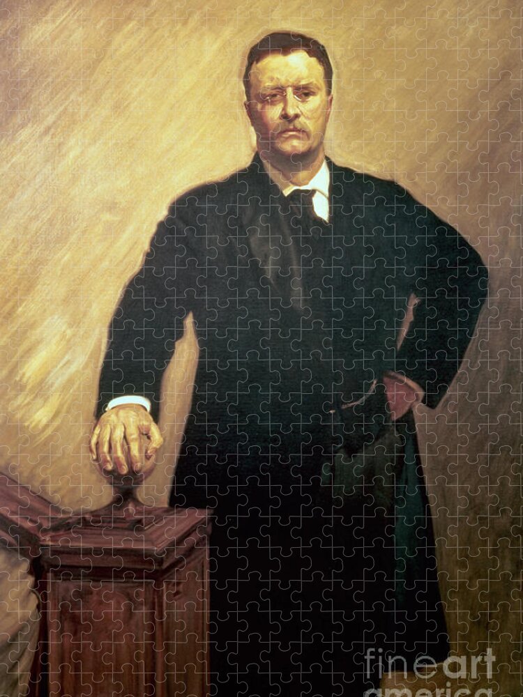Portrait Jigsaw Puzzle featuring the painting Portrait of Theodore Roosevelt by John Singer Sargent