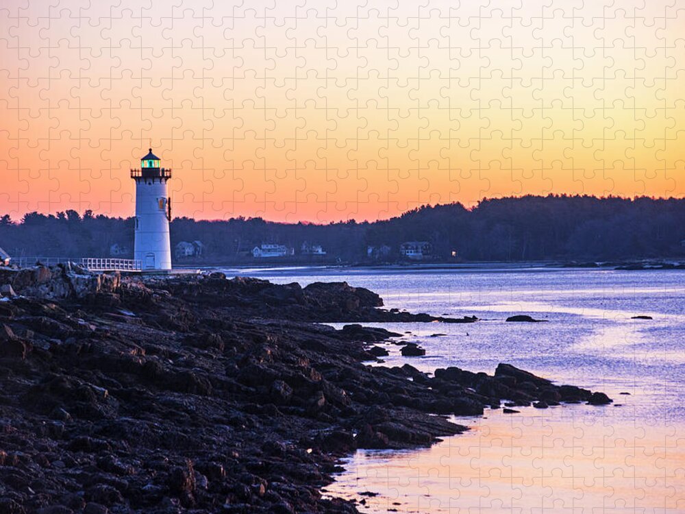 Portsmouth Jigsaw Puzzle featuring the photograph Portsmouth Light at Sunrise Portsmouth NH New Hampshire by Toby McGuire
