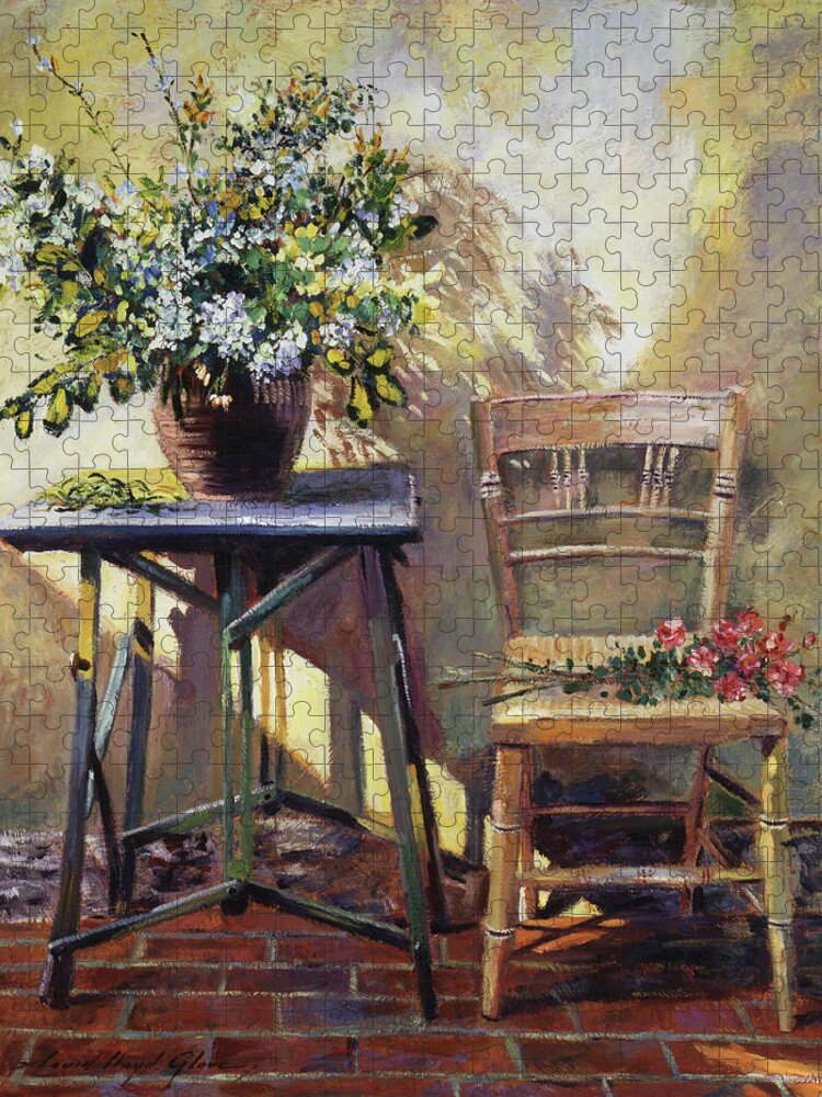 Still Life Jigsaw Puzzle featuring the painting Pottery Maker's Table by David Lloyd Glover