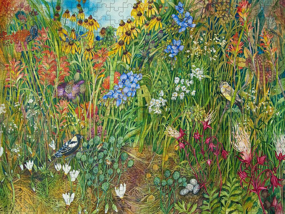 Prairie Puzzle featuring the painting Prairie III by Helen Klebesadel