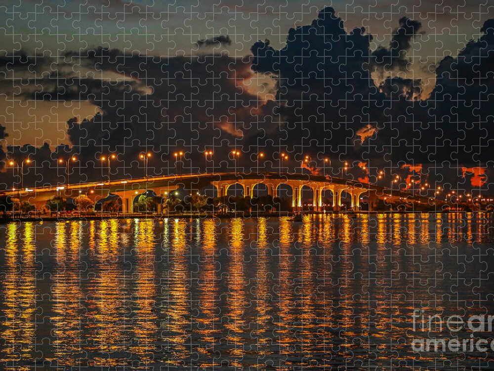 Bridge Jigsaw Puzzle featuring the photograph Pre-Dawn Causeway View by Tom Claud