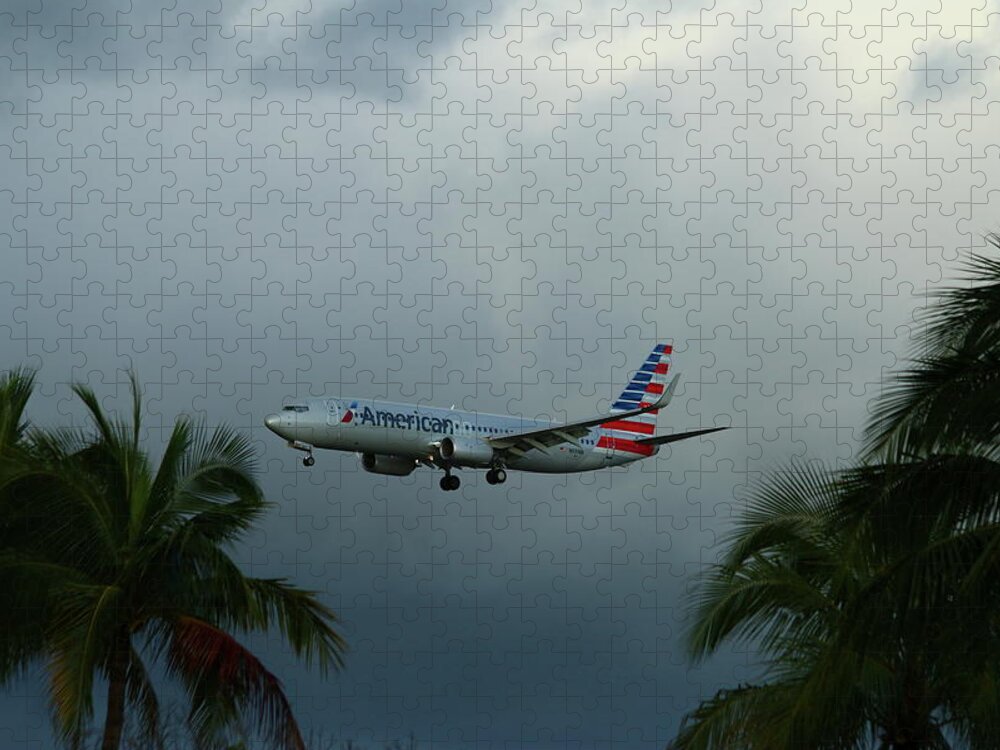  Jet Jigsaw Puzzle featuring the photograph Preparing For Landing on Miami Airport by Christiane Schulze Art And Photography