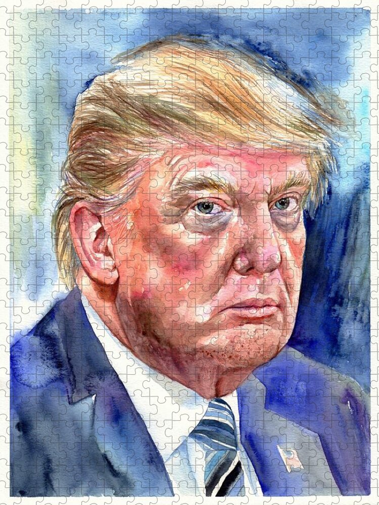 Donald Jigsaw Puzzle featuring the painting President Donald Trump by Suzann Sines