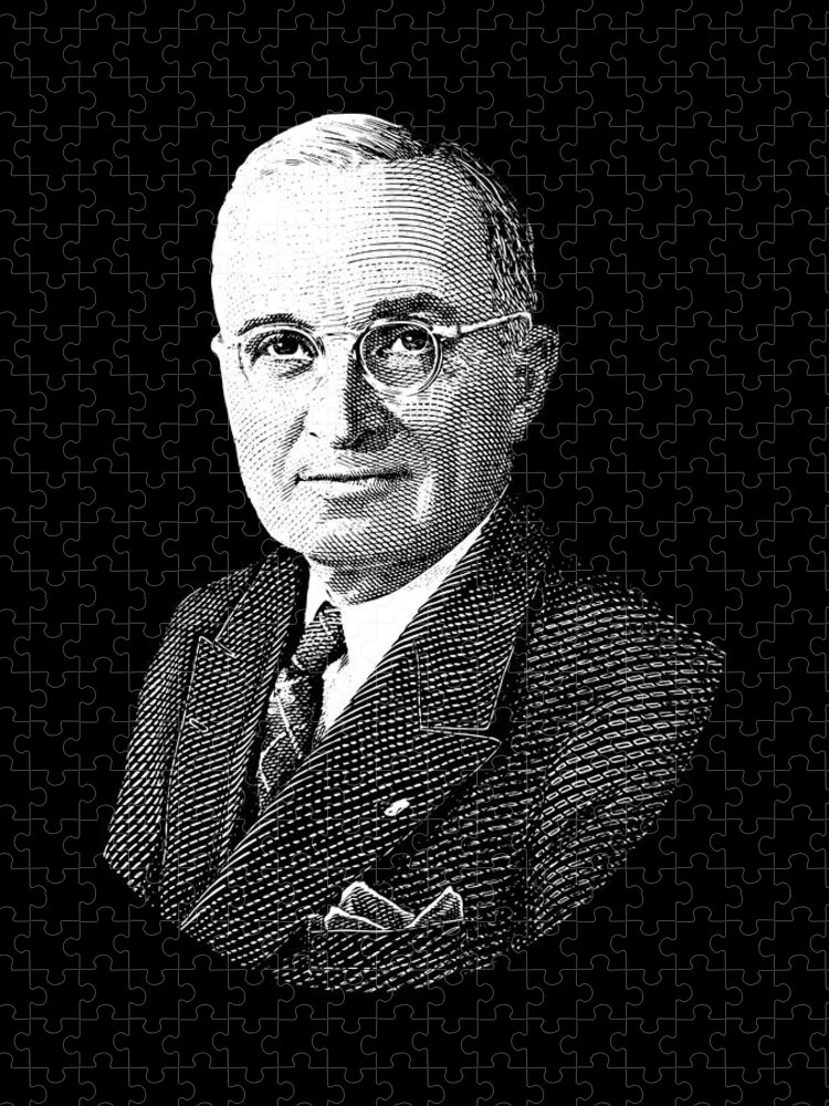 Harry Truman Jigsaw Puzzle featuring the digital art President Harry Truman Graphic by War Is Hell Store