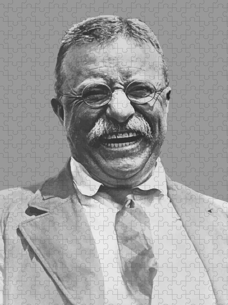 Teddy Roosevelt Jigsaw Puzzle featuring the painting President Teddy Roosevelt by War Is Hell Store