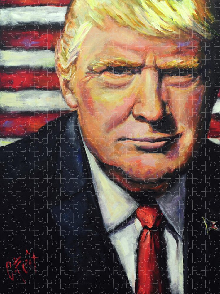 Trump Jigsaw Puzzle featuring the painting President Trump by Carole Foret