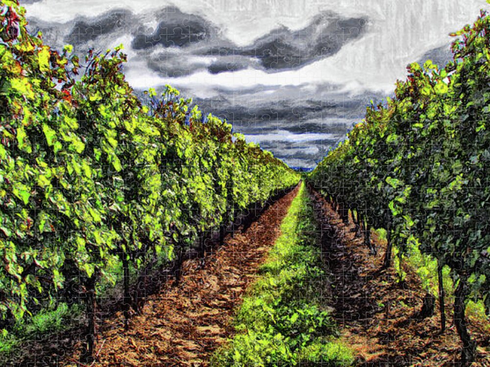 Grape Vines Jigsaw Puzzle featuring the digital art Pretty Maids All In A Row by Leslie Montgomery