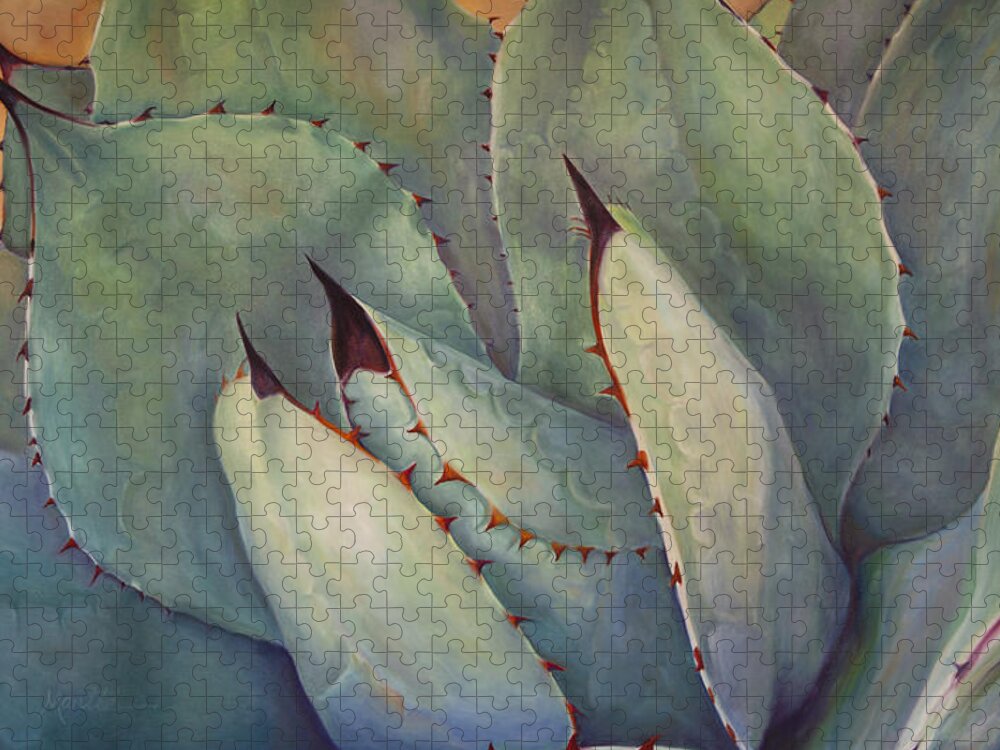 Agave Jigsaw Puzzle featuring the painting Prickly 2 by Athena Mantle