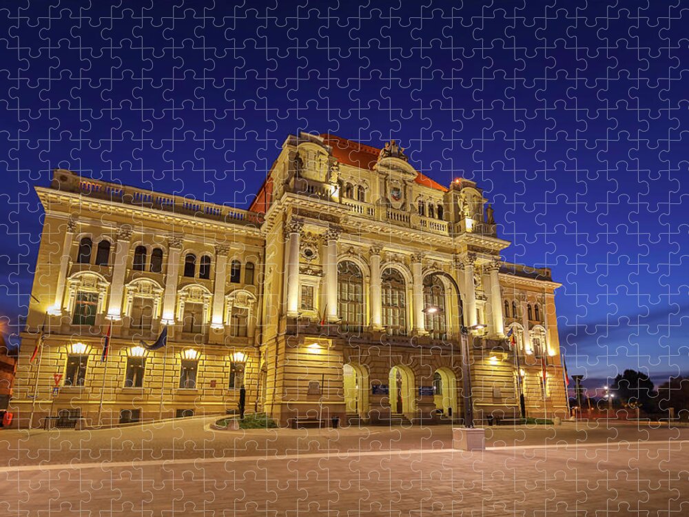 Oradea Jigsaw Puzzle featuring the photograph Primaria Oradea, Oradea City Hall, Oradea, Romania by Rick Deacon
