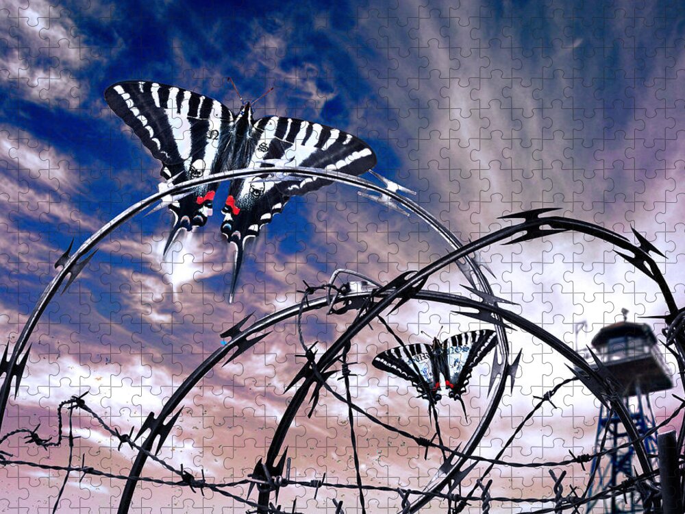 Butterfly Jigsaw Puzzle featuring the digital art Prison Butterflies by Rick Mosher