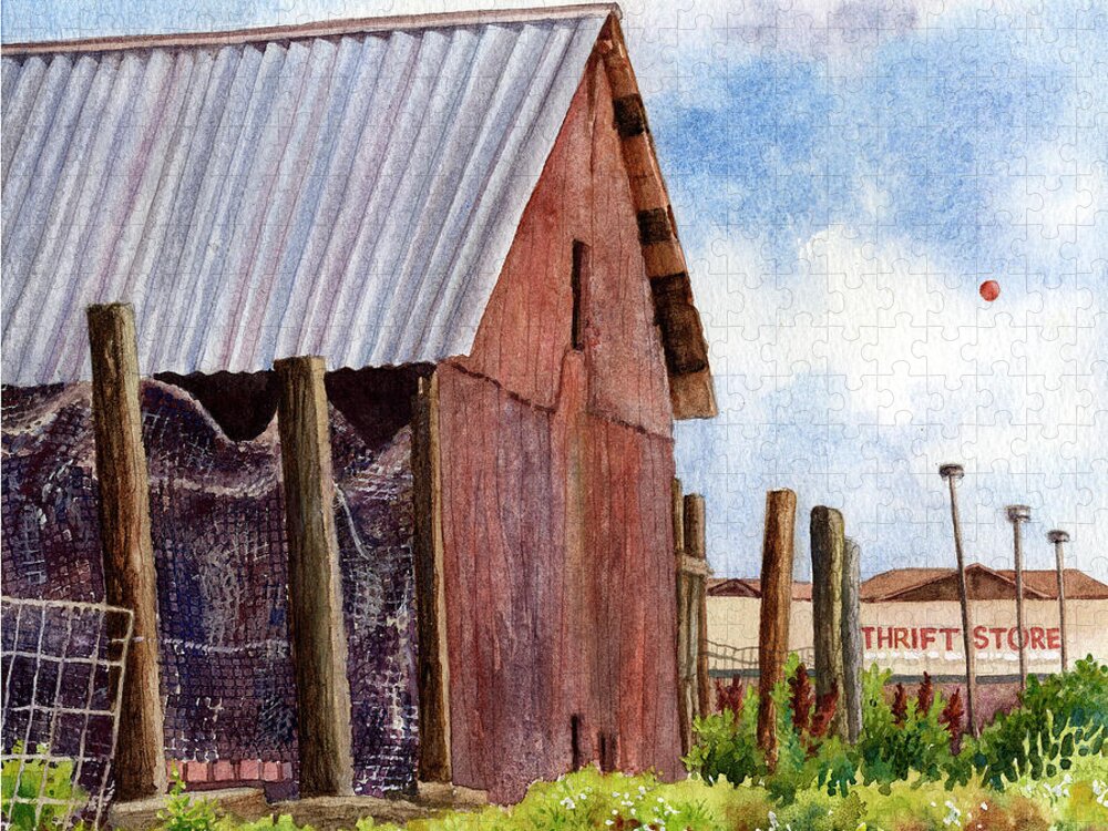 Old Barn Painting Jigsaw Puzzle featuring the painting Progression by Anne Gifford