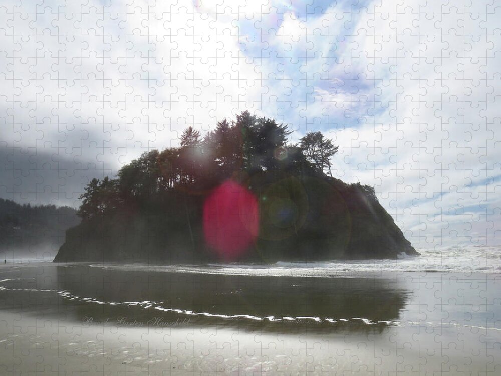 Proposal Rock Jigsaw Puzzle featuring the photograph Proposal Rock Offering - Oregon Coast - Photography by Brooks Garten Hauschild