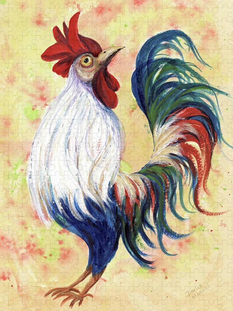 Animal Jigsaw Puzzle featuring the painting Proud Rooster by Darice Machel McGuire