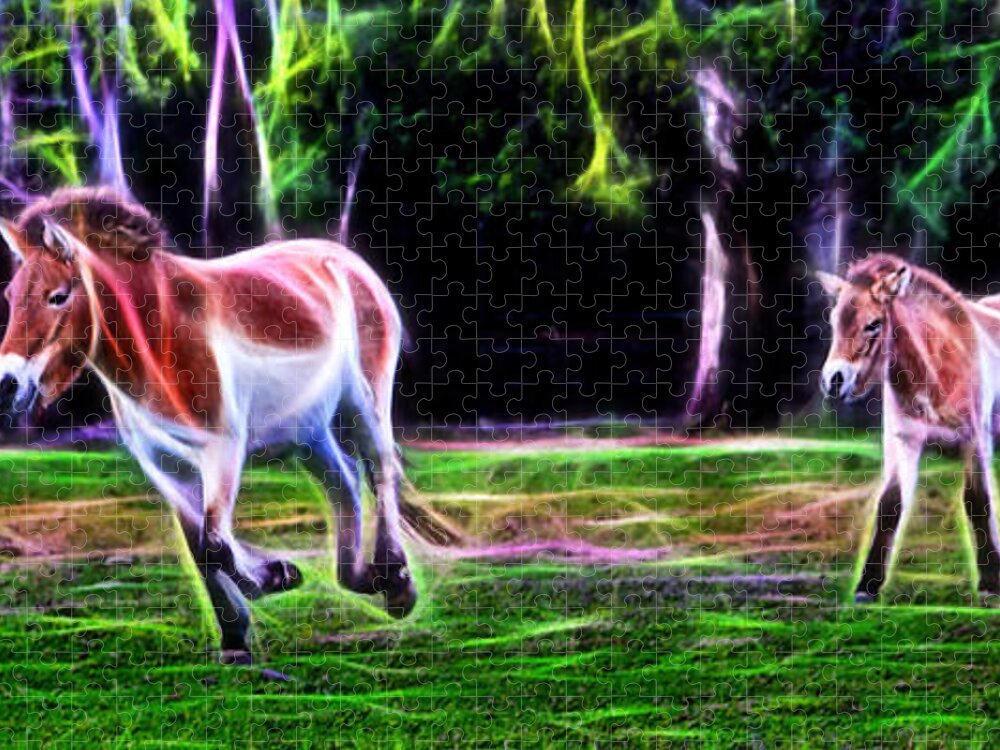 Tarongah Western Plains Zoo Jigsaw Puzzle featuring the photograph Przewalski's Horse Feels The Earth by Miroslava Jurcik