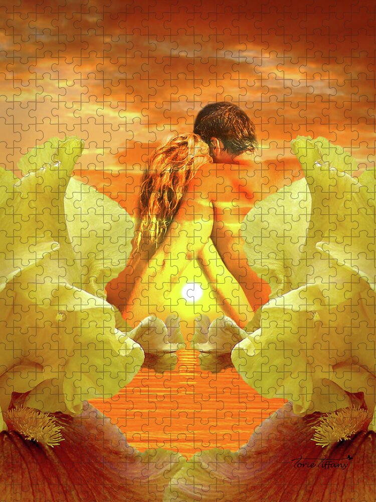 Fine Art Jigsaw Puzzle featuring the digital art Psyche and Eros by Torie Tiffany