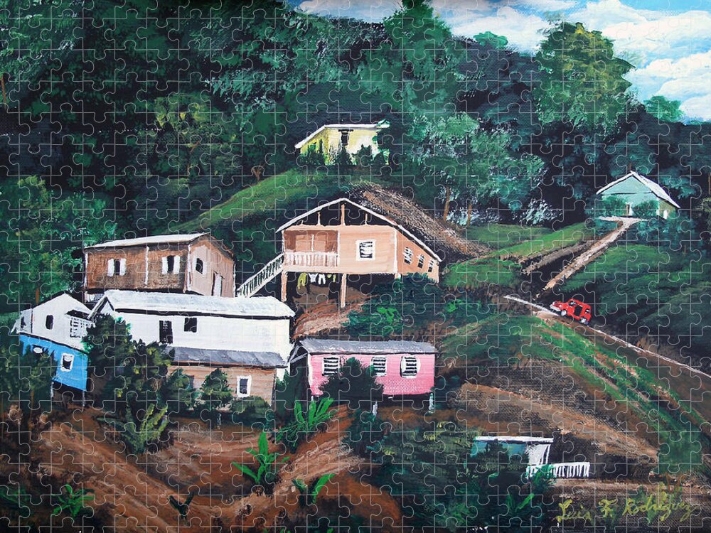 Puerto Rico Jigsaw Puzzle featuring the painting Puerto Rico Mountain View by Luis F Rodriguez