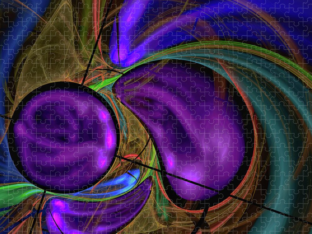 Fractal Jigsaw Puzzle featuring the digital art Purple Anyone by Deborah Benoit