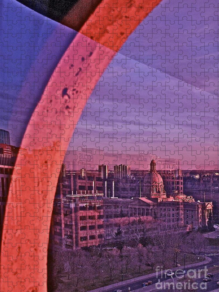 City Jigsaw Puzzle featuring the photograph Purple Haze by Linda Bianic