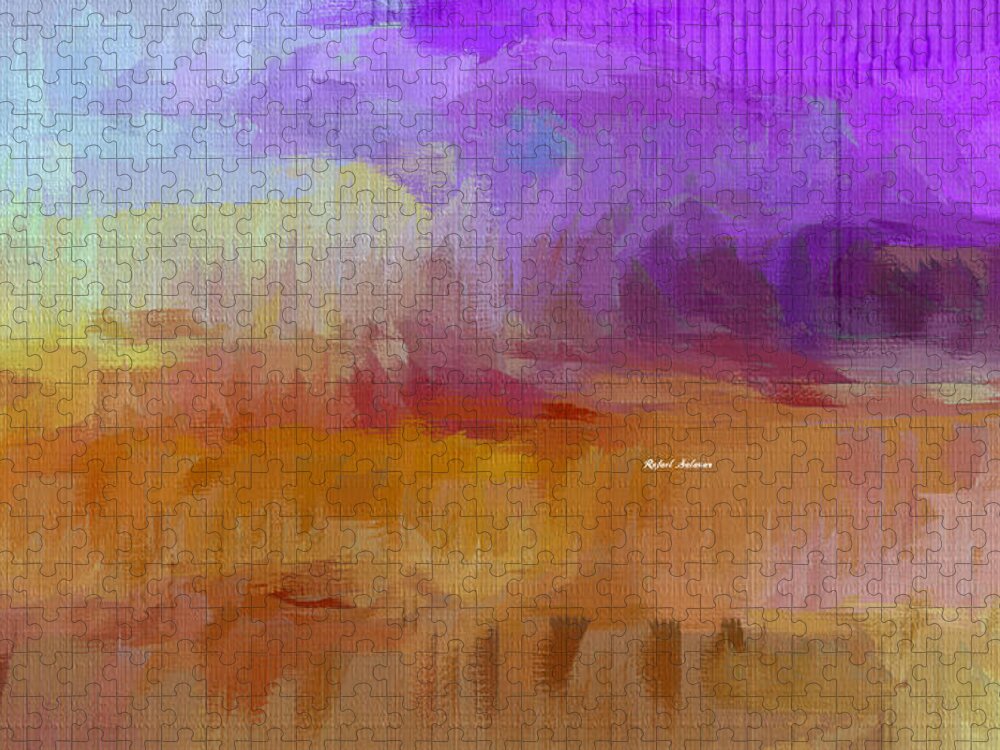 Abstract Jigsaw Puzzle featuring the mixed media Purple Horizon by Rafael Salazar