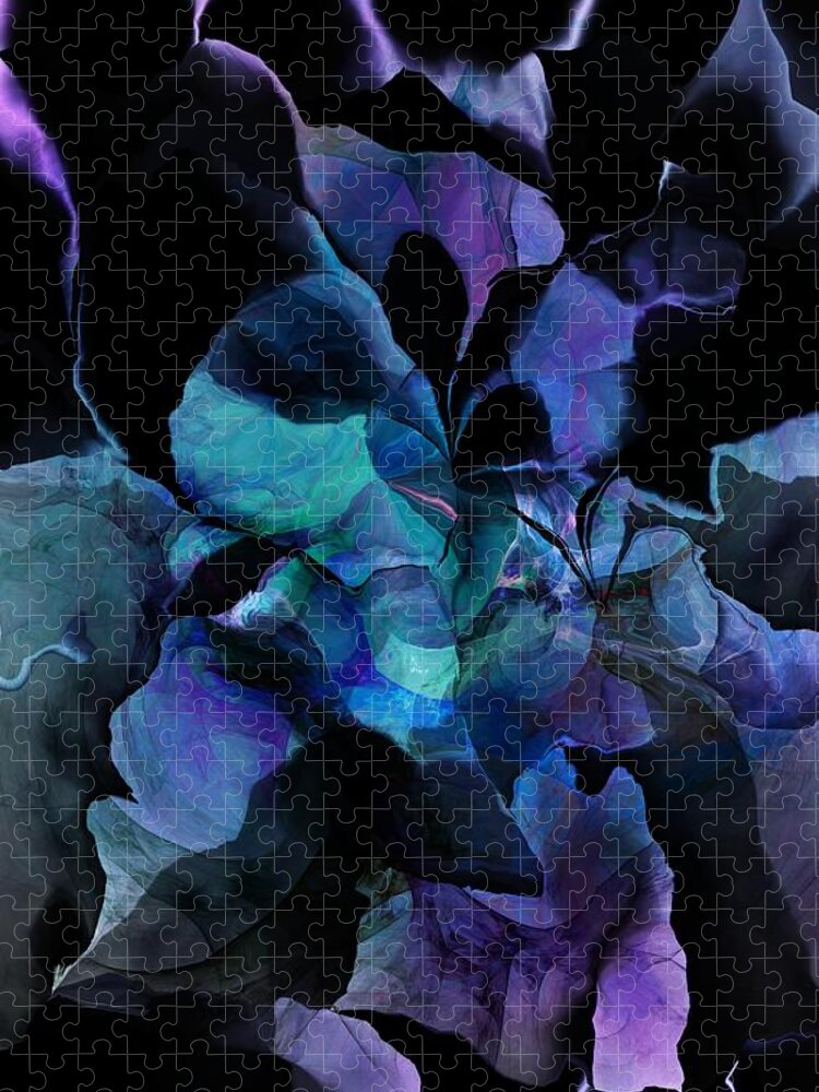 Fine Art Jigsaw Puzzle featuring the digital art Purple in the Night by David Lane