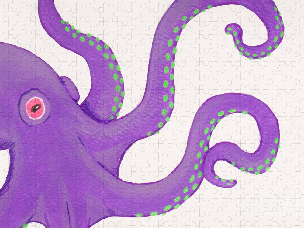 Octopus Jigsaw Puzzle featuring the painting Purple octopus by Stefanie Forck