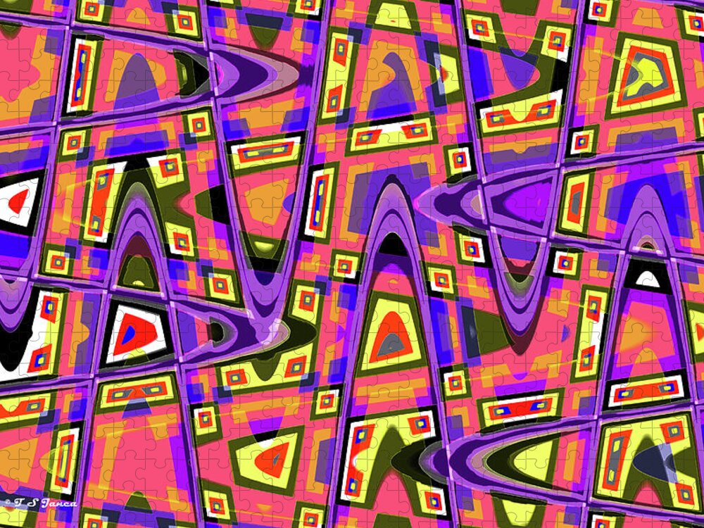 Purple Panel Abstract#2 Jigsaw Puzzle featuring the digital art Purple Panel Abstract#2 by Tom Janca