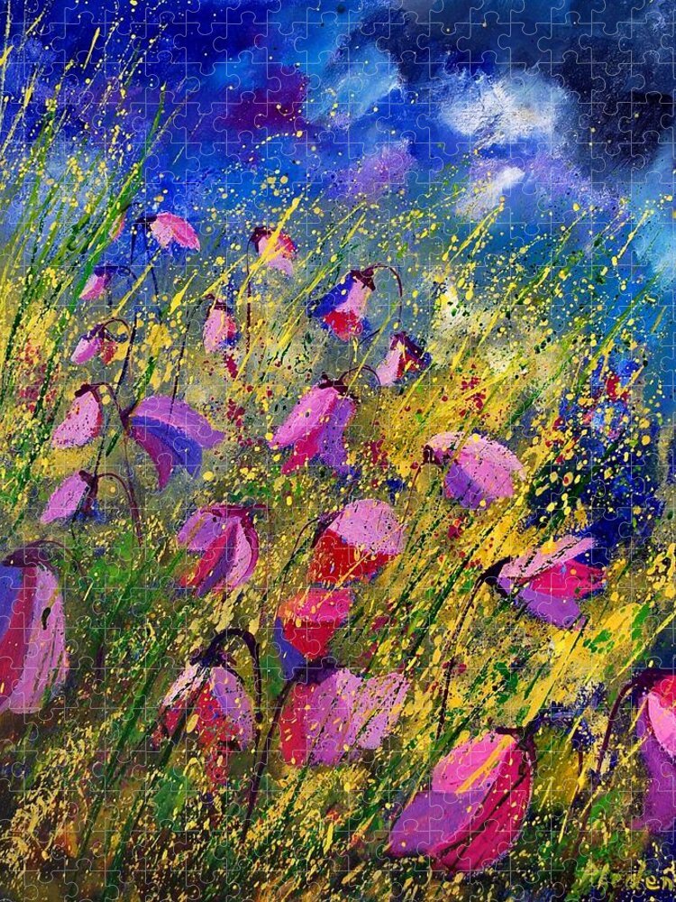 Poppies Jigsaw Puzzle featuring the painting Purple Wild Flowers by Pol Ledent