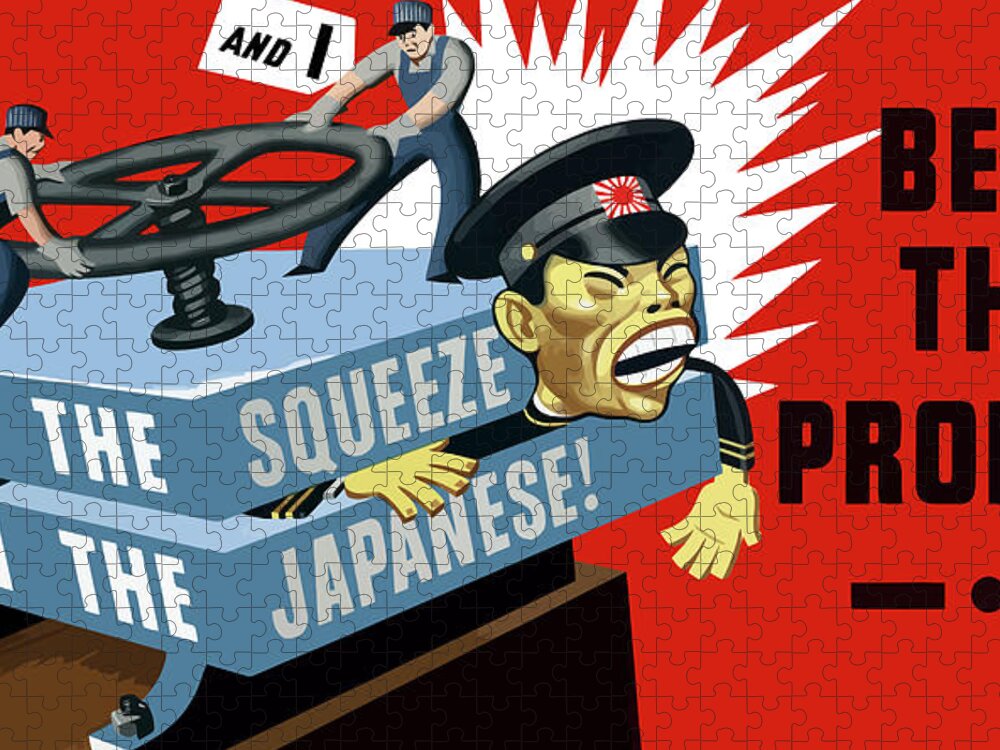 Wwii Jigsaw Puzzle featuring the painting Put The Squeeze On The Japanese by War Is Hell Store