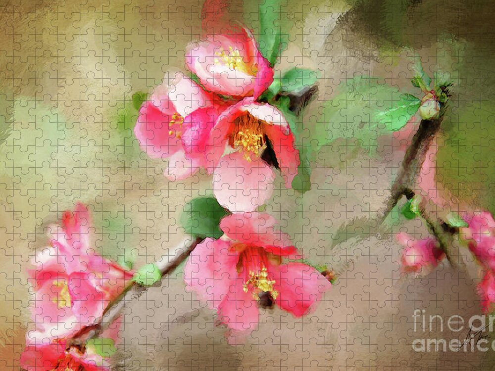 Quaint Quince Jigsaw Puzzle featuring the digital art Quaint Quince by Anita Faye