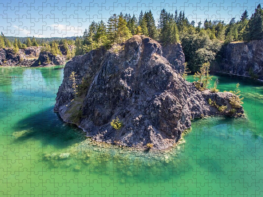 Heisholt Lake Jigsaw Puzzle featuring the photograph Quarry Lake on Texada Island BC by Pierre Leclerc Photography