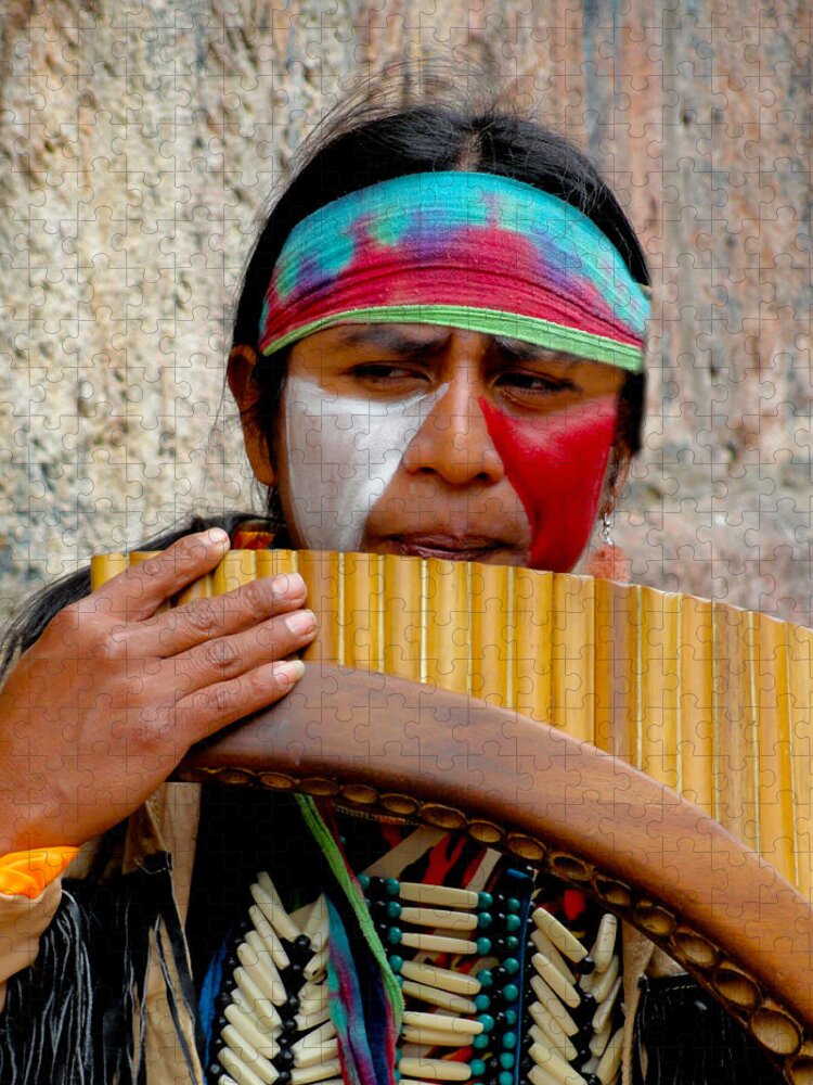 Al Bourassa Jigsaw Puzzle featuring the photograph Quechuan Pan Flute Player by Al Bourassa