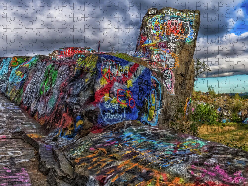 Quincy Quarries Graffiti Jigsaw Puzzle featuring the photograph Quincy Quarries Graffiti by Brian MacLean