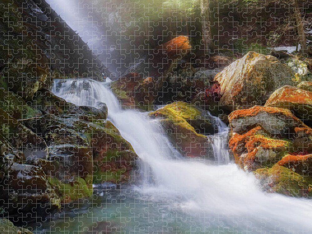 Square Jigsaw Puzzle featuring the photograph Race Brook Falls 2017 Square by Bill Wakeley