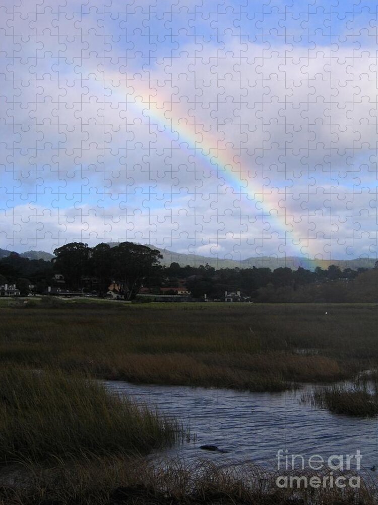 Rainbow Jigsaw Puzzle featuring the photograph Rainbow Over Carmel Wetlands by James B Toy