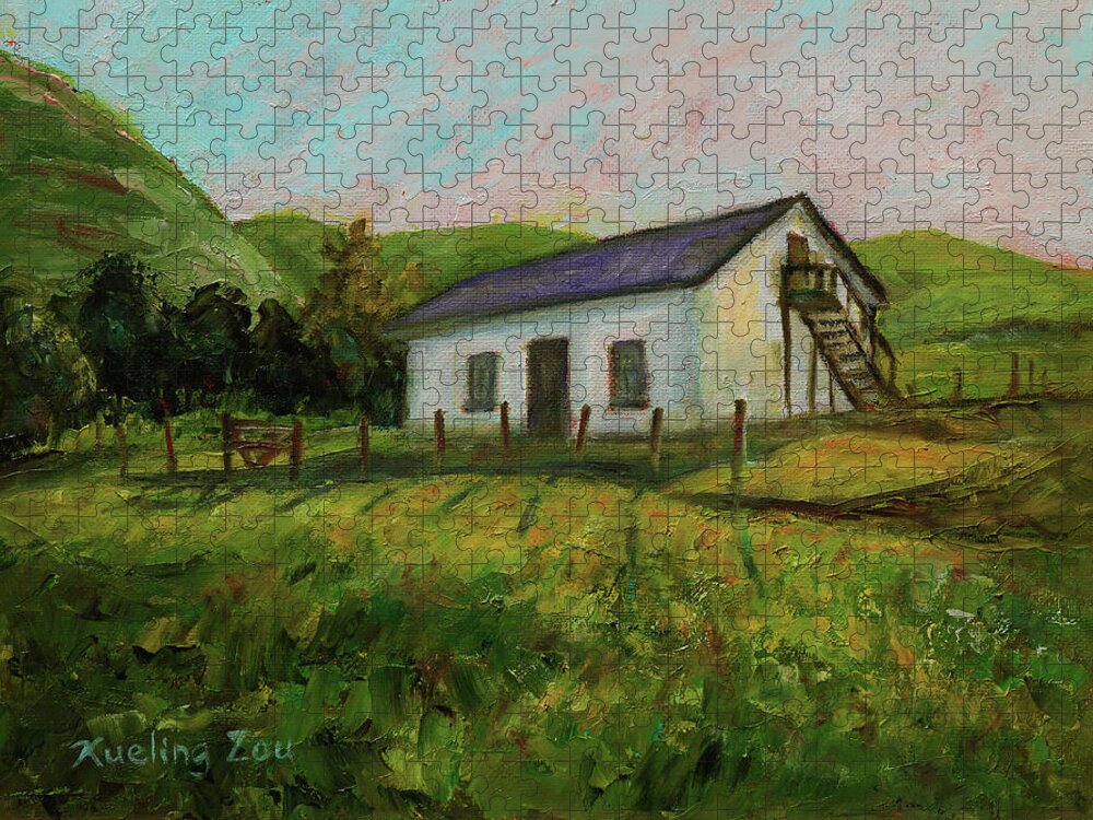 Rancho Higuera Historical Park Jigsaw Puzzle featuring the painting Rancho Higuera Historical Park Fremont California Landscape 15 by Xueling Zou