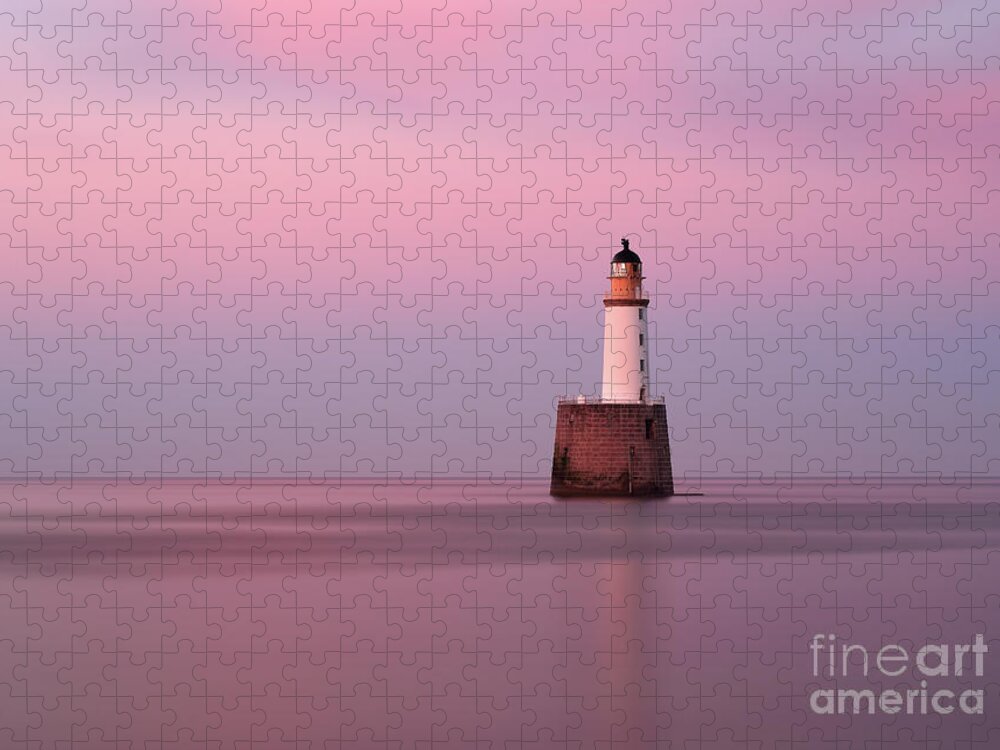 Rattray Head Jigsaw Puzzle featuring the photograph Rattray Head Lighthouse at Sunset - Pink Sunset by Maria Gaellman