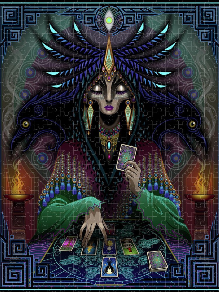 Oracle Jigsaw Puzzle featuring the digital art Raven's Warning by Cristina McAllister