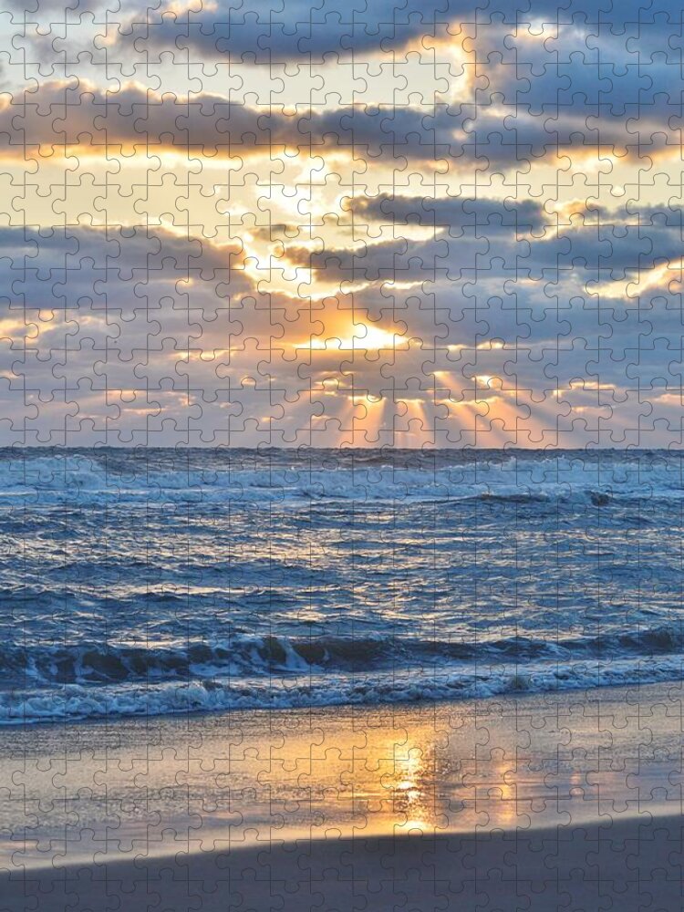 Obx Sunrise Jigsaw Puzzle featuring the photograph Rays of light by Barbara Ann Bell