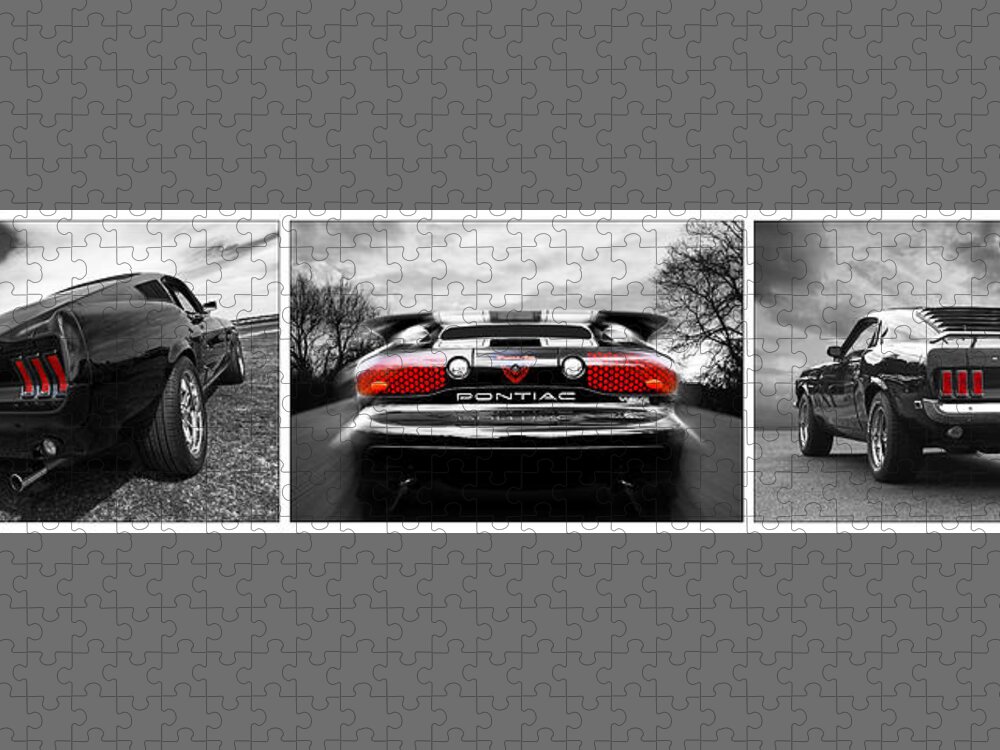 Classic Cars Jigsaw Puzzle featuring the photograph Rear Of The Year Triptych by Gill Billington