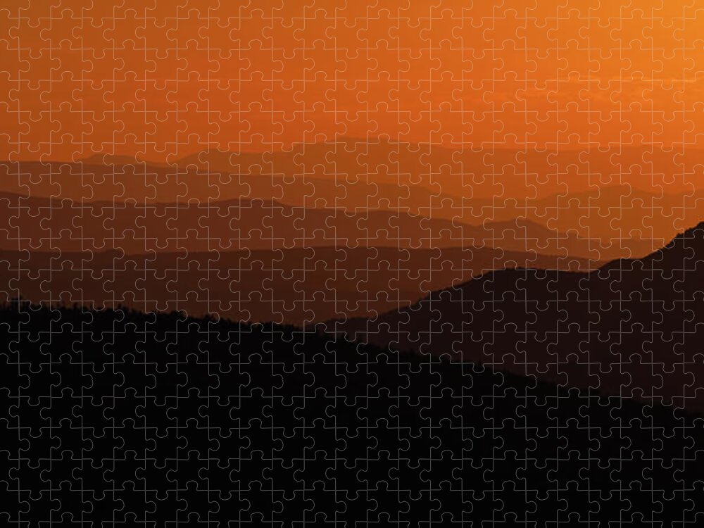 Sunset Jigsaw Puzzle featuring the photograph Receding Ridges by Jay Beckman