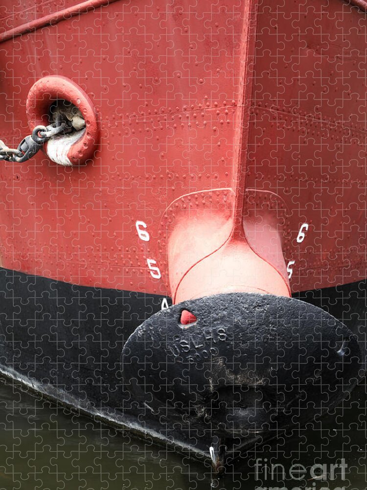Ship Jigsaw Puzzle featuring the photograph Red and Black Prow by William Kuta