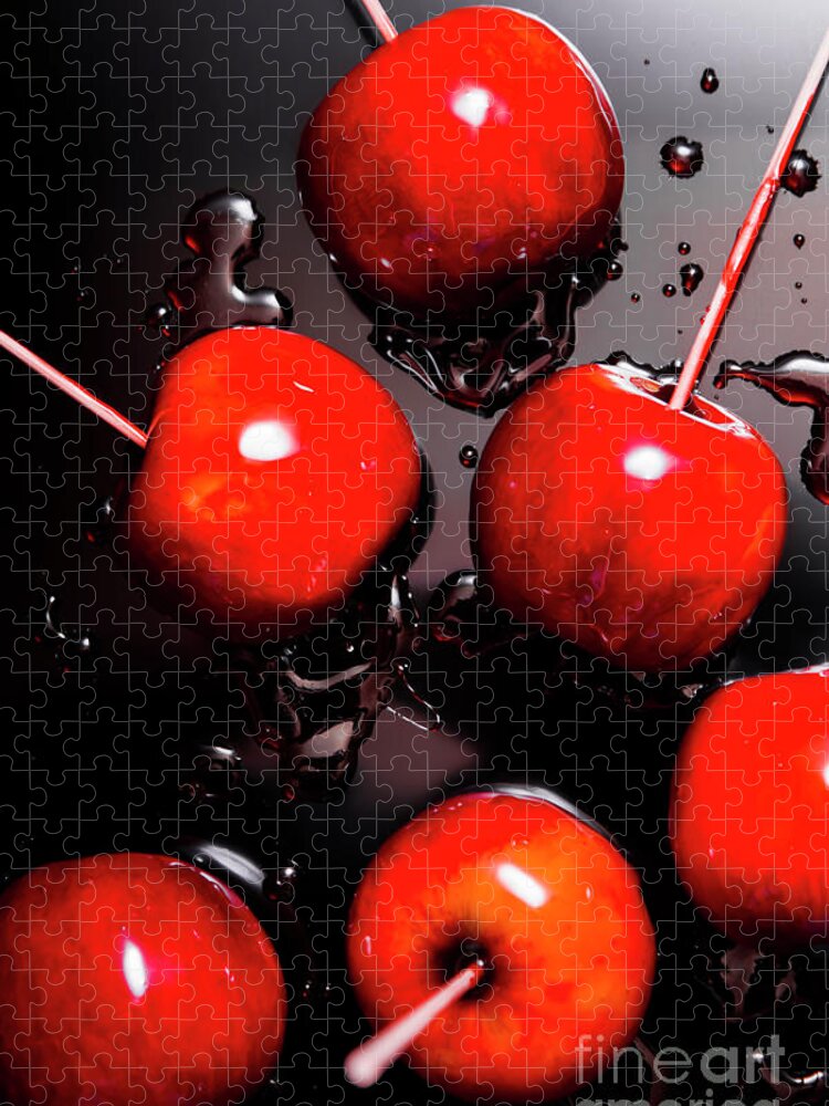 Creative Jigsaw Puzzle featuring the photograph Red candy apples or apple taffy by Jorgo Photography